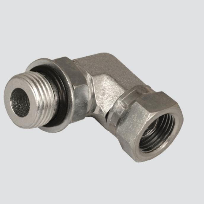 Style 6901 1/2" Male O-ring Boss x 3/8" Female Pipe Thread 90° Swivel Hydraulic Adapter