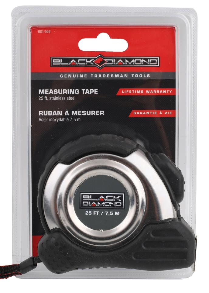 Black Diamond Stainless Steel Measuring Tape