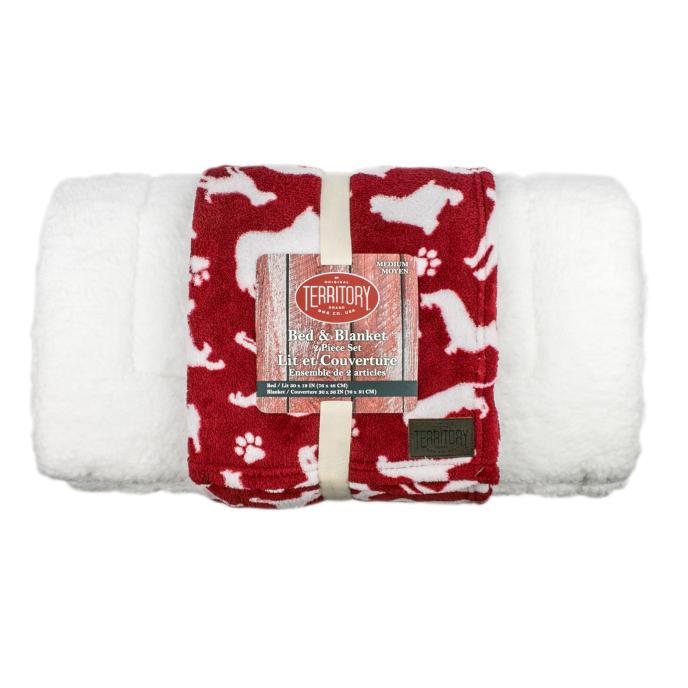 Original Territory Pet Bed and Red Blanket Bundle