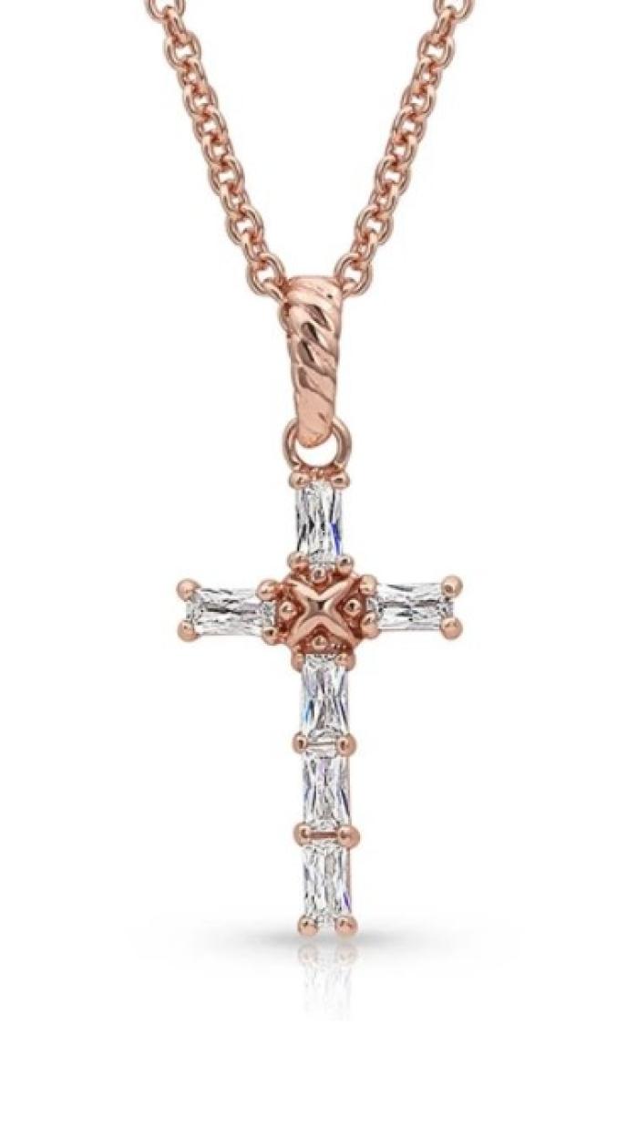 Montana Silversmiths Entwined Rose Gold Brilliant Cross Necklace