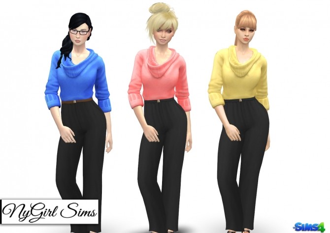 Sims 4 Belted Sweater Jumpsuit at NyGirl Sims