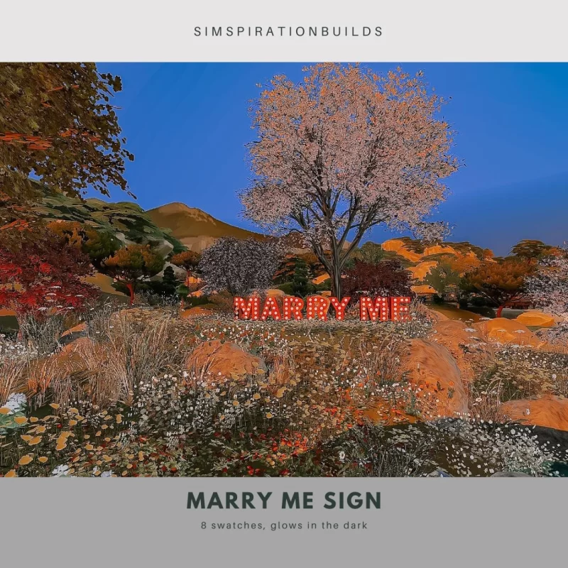 Декоративные буквы Marry Me Sign для Sims 4 скачать / Декор для Симс