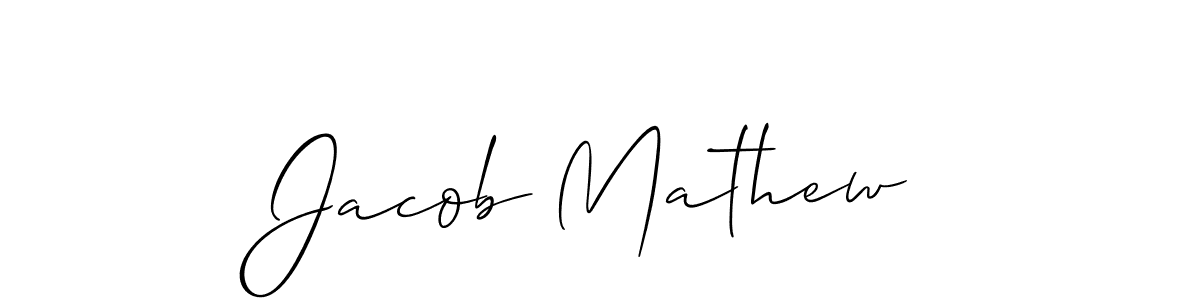 Make a beautiful signature design for name Jacob Mathew. With this signature (Allison_Script) style, you can create a handwritten signature for free. Jacob Mathew signature style 2 images and pictures png