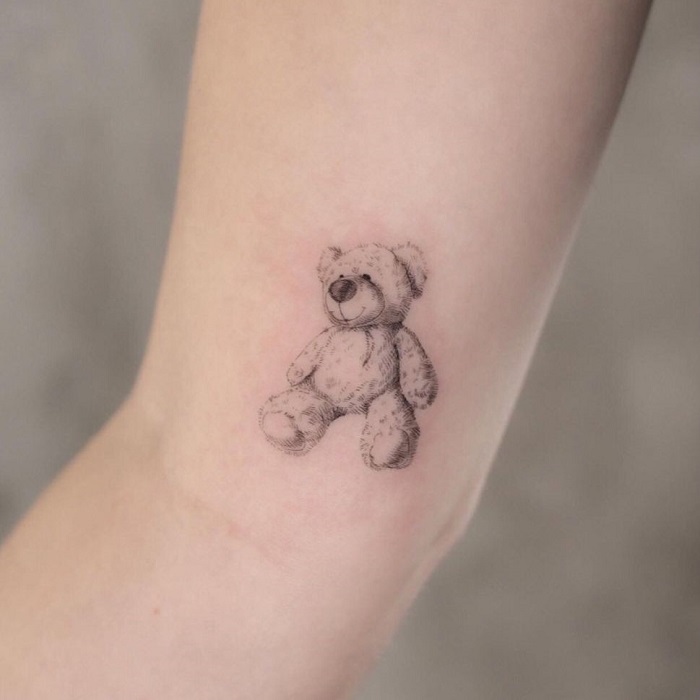 Micro Teddy Bear done by Keenan at Skin Design Tattoos in Las Vegas NV   rtattoo