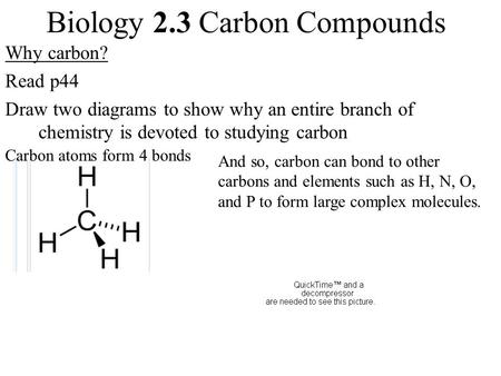 Biology 2.3 Carbon Compounds