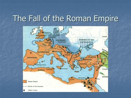 The Fall of the Roman Empire. Death of Marcus Aurelius After the death of Marcus Aurelius in 180 a.d., the Pax Romana ended. This led to power struggles.