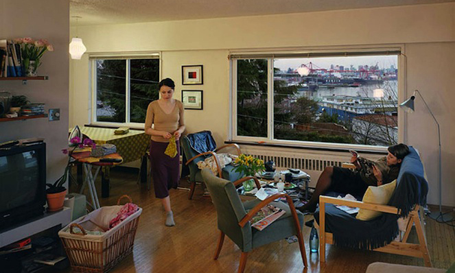 Jeff Wall, <em>A View from an Apartment</em>, 2004–05, transparency on lightbox, 1670 x 2440 mm © Jeff Wall, used by permission of the artist, special thanks to Sandy Heller, The Heller Group, LLC (Tate, London)