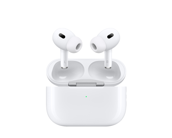 可自訂的 AirPods Pro 第 2 代充電盒，刻有個人化文字訊息和可愛或趣致的動畫式表情符號。