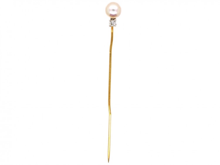 Pearl ​& Diamond Tie Pin