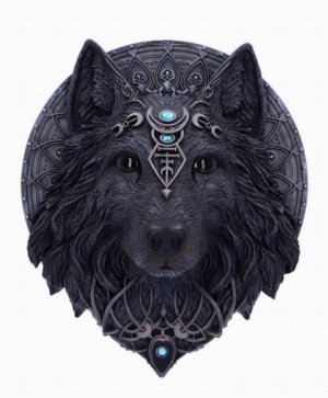 Photo #1 of product B5240S0 - Dark Gothic Magical Wolf Moon Wall Hanging Plaque