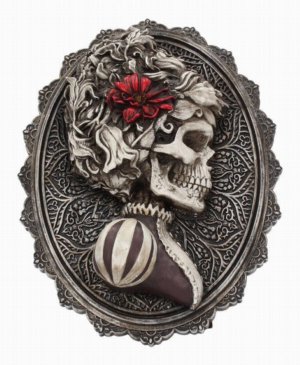 Photo #1 of product B4038K8 - Beautiful Female Skeleton Plaque Day of the Dead Valentine Wall Hanging