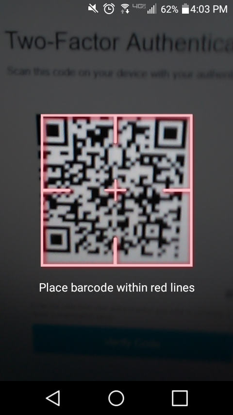 Google Authenticator: Scan barcode