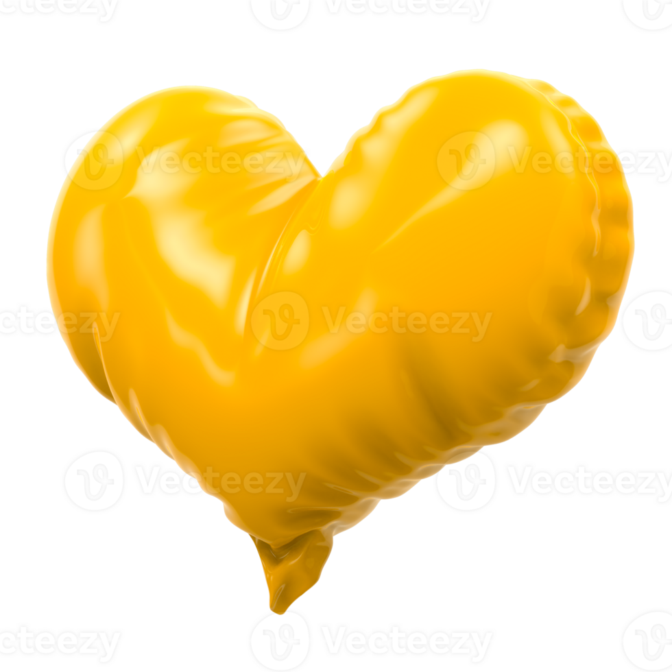 Yellow Heart Balloon 3D Rendering png