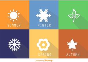 Flat Square Seasonal Vector Icons