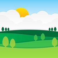 Cuted Paper Nature Landscape Background vector