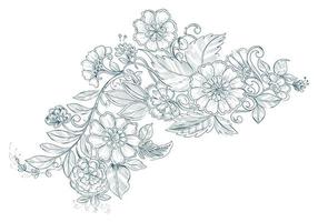 Artistic vintage decorative wedding flower sketch vector