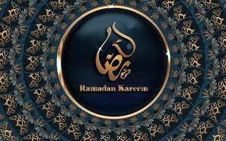 ramadan kareem calligraphy golden mandala design vector