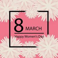 Abstract Pink Floral Greeting card - International Happy Women's Day - 8 March holiday background with paper cut Frame Flowers. vector