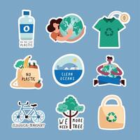 nine green lifestyle icons vector