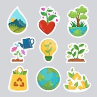 Save the Earth Sticker Set vector