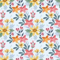 Colorful hand draw flowers seamless pattern. vector