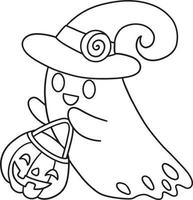 Ghost Halloween Isolated Coloring Page for Kids vector