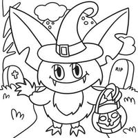 Halloween Vampire Owl Coloring Page for Kids vector