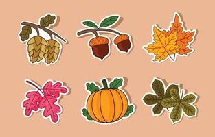 Fall Floral Sticker Set vector