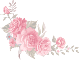 Rose Flower and botanical leaf digital painted png