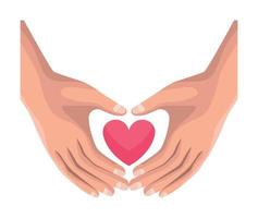 solidarity hands protecting heart icon vector