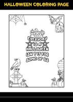 Halloween Quotes Coloring page. Halloween coloring page for kids. vector