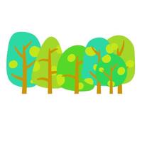 Summer forest. Green woodland. The Park and plants. Landscape for the background. Flat cartoon illustration vector