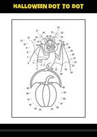 Halloween dot to dot coloring page for kids. Line art coloring page design for kids. vector