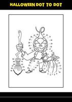 Halloween dot to dot coloring page for kids. Line art coloring page design for kids. vector