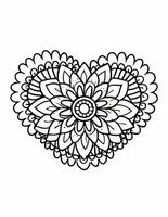 AI generated graphics coloring book heart valentines day mandala photo