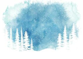 watercolour winter landscape with snow vector