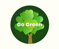 Nature concept with green leaves and the text Go Green. vector