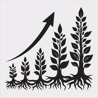 growth tree silhouette on white background vector