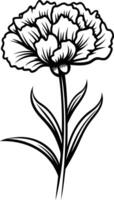 A black and white drawing of a flower vector