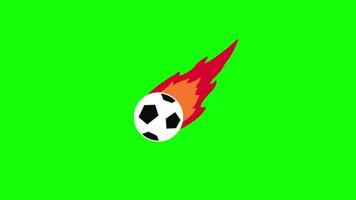 Football on fire pop up animation green screen chroma key 4k template background. video