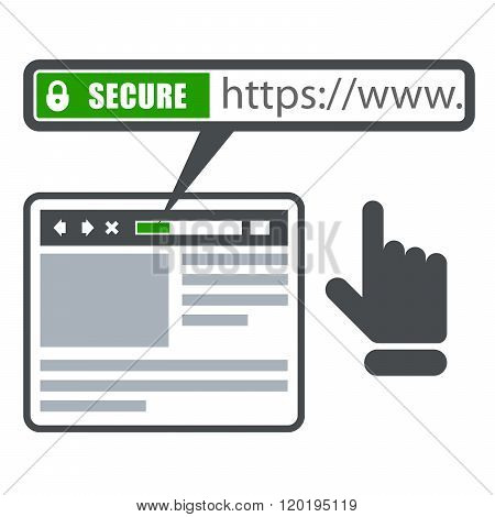 Secure Online Payment Icon - Green Bar With Ssl And Browser