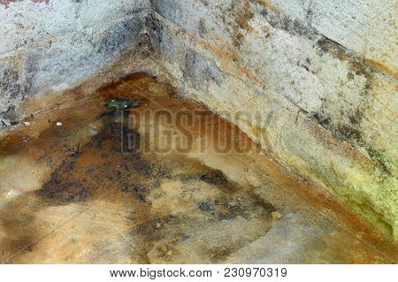 Water Damage And Mold In Basement. Image For Home Renovation And House Industry.