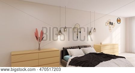 Bedroom Interior Design 3d Render, 3d Illustration