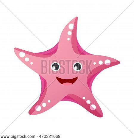 Starfish . Cute Isolated Cartoon Character . Vector Illustration .