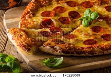 Homemade Cheese Pizza With Salami