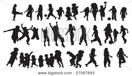 Happy kids silhouette