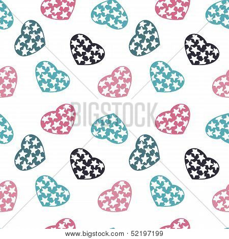 hand drawn doodle seamless pattern of hearts