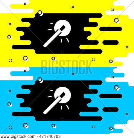 White Magic Wand Icon Isolated On Black Background. Star Shape Magic Accessory. Magical Power. Happy