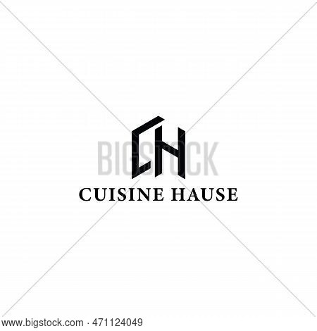 Abstract Initial Letter Ch Or Hc Logo In Black Color Isolated In White Background Applied For Women 