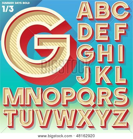 Vector retro alphabet for Summer typography design. Simple Bold Style. Upper cases